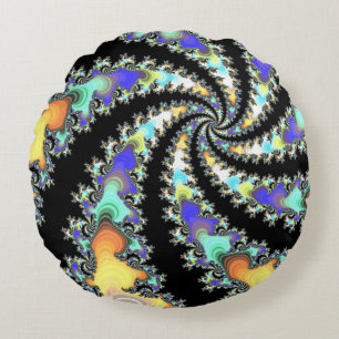 Colorful Spinning Fractal Round Pillow Rond Kussen
