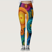 Colorful Spiral Abstract Pattern Geometric Swirl Leggings (Voorkant)