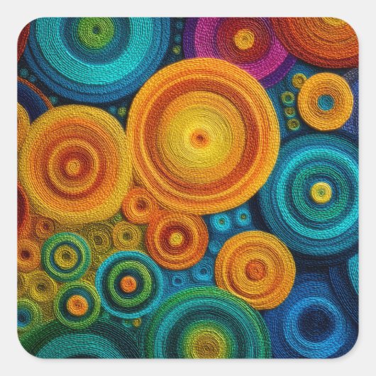 Colorful Spiral Abstract Pattern Geometric Swirl Vierkante Sticker (Voorkant)