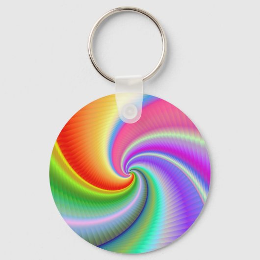 Colorful Spiral Fractal Keyring Sleutelhanger (Voorkant)