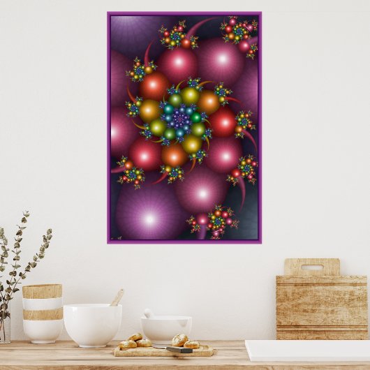 Colorful Spiral Fractal Poster (Keuken)