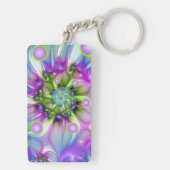 Colorful Spiral Round Shapes Abstract Fractal Art Sleutelhanger (achterkant)
