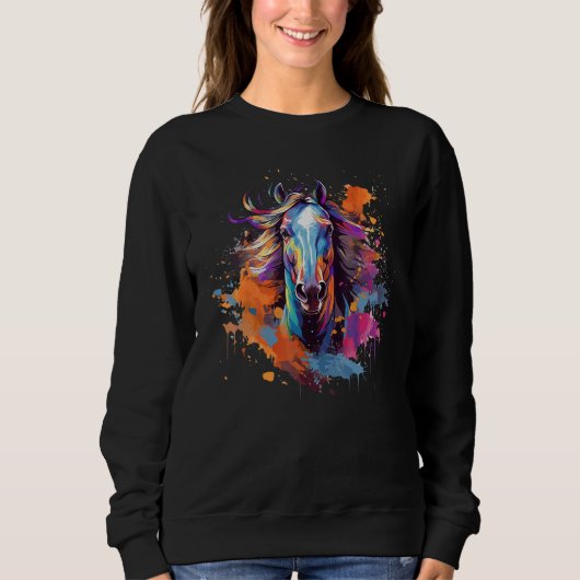 Colorful Splash Arabian Horse Trui (Voorkant)