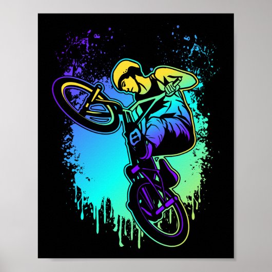 Colorful Splash BMX Bike Boys Bicycle Poster (Voorkant)
