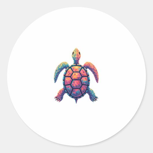 Colorful Splash Eastern Box Turtle (1) Ronde Sticker (Voorkant)