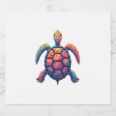 Colorful Splash Eastern Box Turtle (1) Sparkling Wijnetiket (Enkel label)