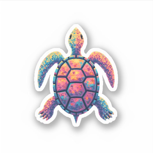 Colorful Splash Eastern Box Turtle (1) Sticker (Voorkant)