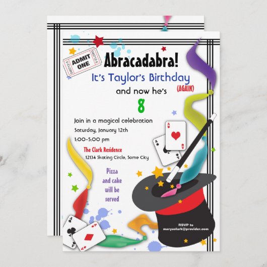 Colorful Splash Fun met Magic Invitation Kaart (Voorkant / Achterkant)