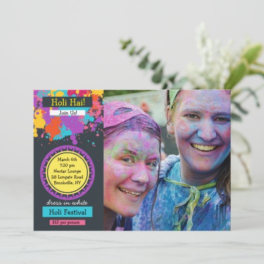 Colorful Splash Photo Holi Festival Kaart (Staand voorkant)