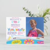 Colorful Splash Pool Birthday Foto Kaart (Staand voorkant)