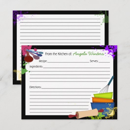 Colorful Splash Recipe Kaart (Voorkant / Achterkant)