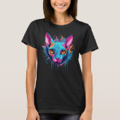 Colorful Splash Sphynx Cat Face T-shirt (Voorkant)