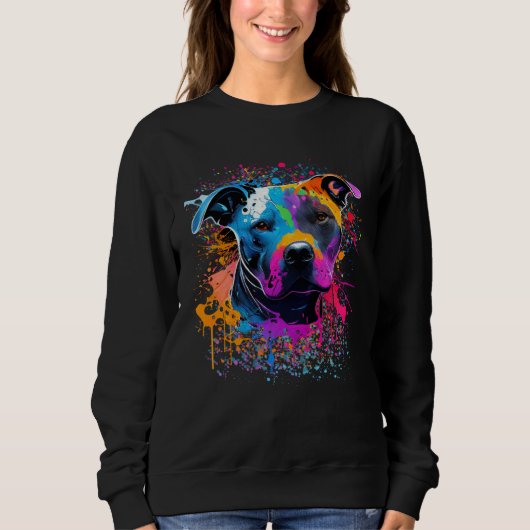 Colorful Splash Staffordshire Bull Terrier Portrai Trui (Voorkant)