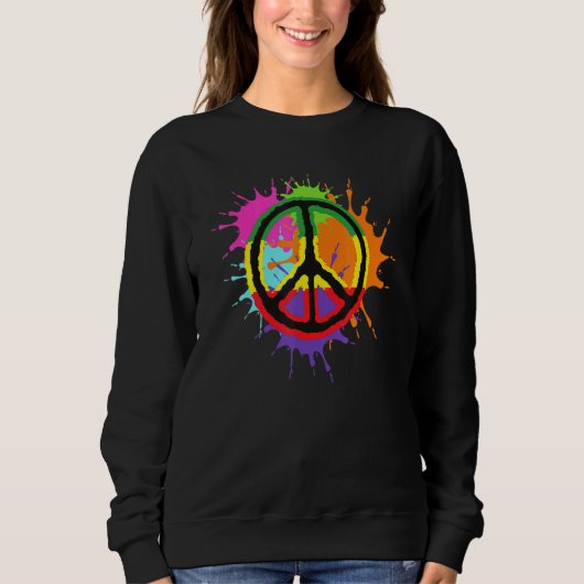 Colorful Splatter Paint Peace Sign Love Trui (Voorkant)