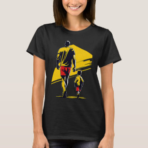 Colorful Sports Illustration of Father and Son Soc T-shirt