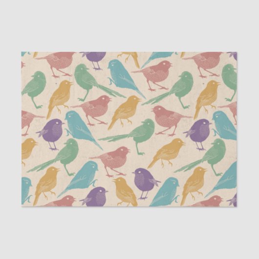 Colorful Spring Bird Pattern Tissuepapier (Voorkant)