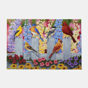 Colorful Spring Birds Garden Party Deurmat