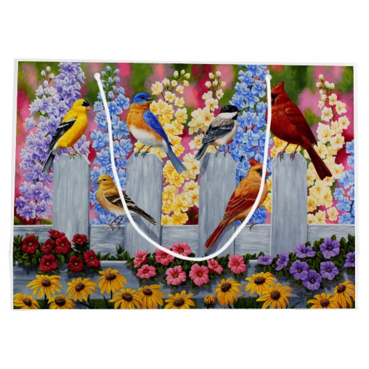 Colorful Spring Birds Garden Party Groot Cadeauzakje (Achterkant)