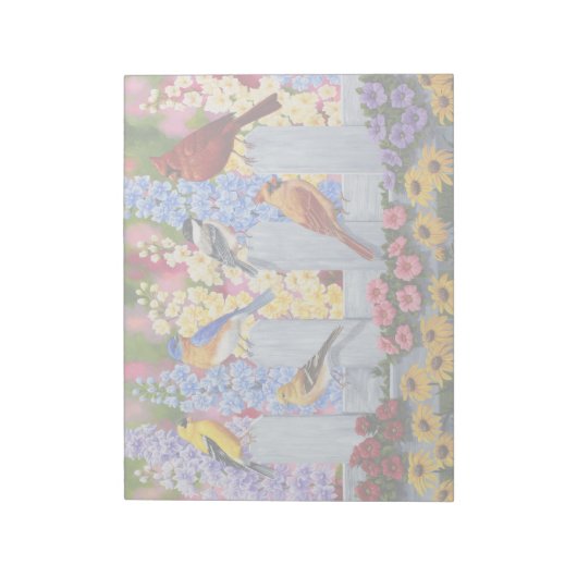 Colorful Spring Birds Garden Party Notitieblok (Linkerzijde)
