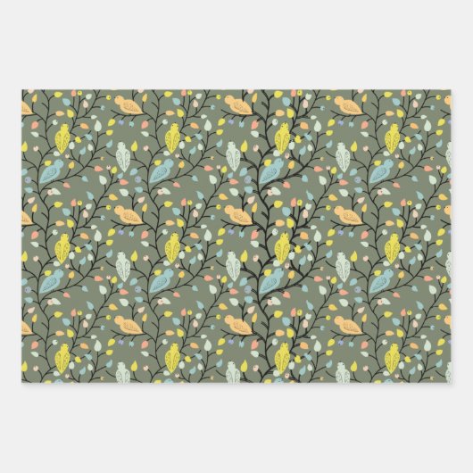 Colorful Spring Birds Wrapping Paper (Voorkant 3)
