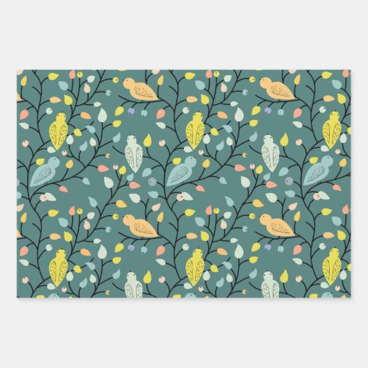 Colorful Spring Birds Wrapping Paper (Voorkant)