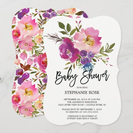 Colorful Spring Bouquet Baby shower Invitation Kaart (Voorkant / Achterkant)