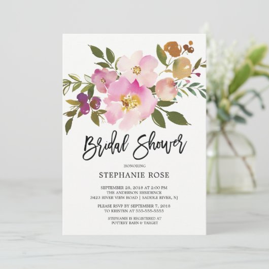 Colorful Spring Bouquet Bridal Shower Uitnodiging (Staand voorkant)