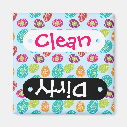 Colorful Spring Easter Eggs Pattern on Baby Blue Magneet (Voorkant)