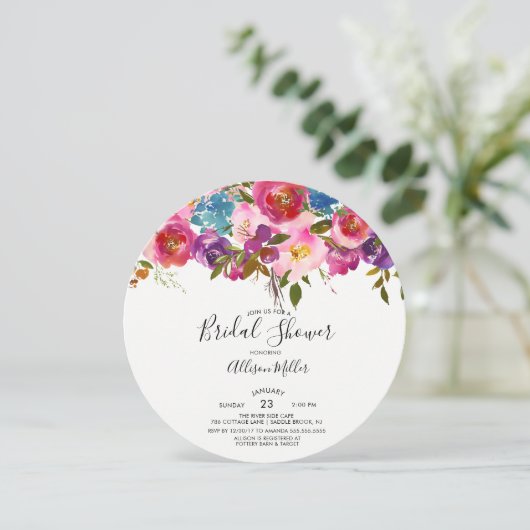 Colorful Spring Floral Bridal Shower Uitnodiging (Staand voorkant)