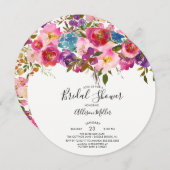 Colorful Spring Floral Bridal Shower Uitnodiging (Voorkant / Achterkant)