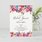 Colorful Spring Floral Bridal Shower Uitnodiging (Staand voorkant)