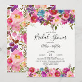 Colorful Spring Floral Bridal Shower Uitnodiging (Voorkant / Achterkant)