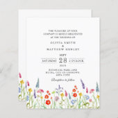 Colorful spring floral bruiloft Invitation (Voorkant / Achterkant)