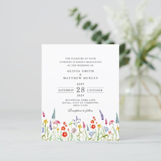 Colorful spring floral bruiloft Invitation (Staand voorkant)
