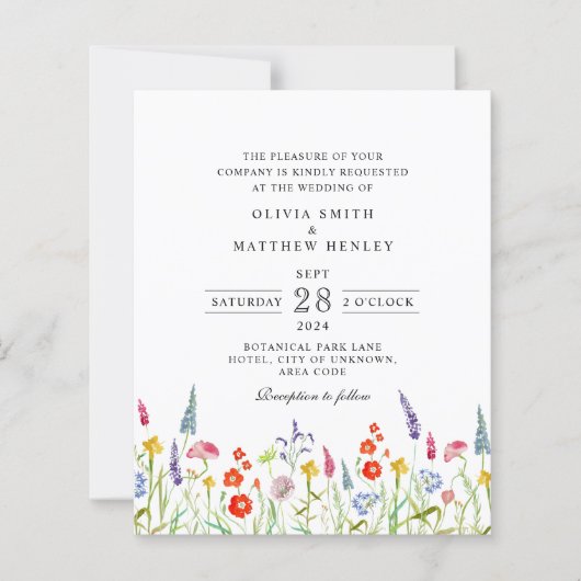 Colorful spring floral bruiloft Invitation (Voorkant)
