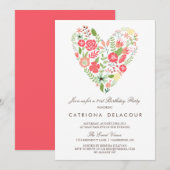 COLORFUL SPRING FLOWERS BIRTHDAY PARTIJ INVITATIE KAART (Voorkant / Achterkant)