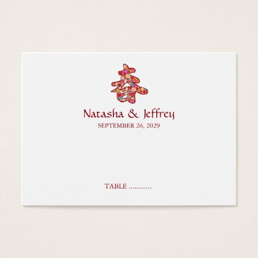 Colorful Spring Flowers Chun Chinese kalligrafie Visitekaartjes (Voorkant)