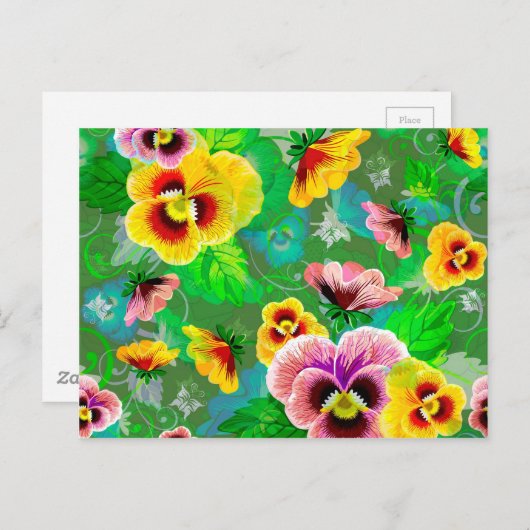 Colorful Spring Flowers Design Briefkaart (Voorkant / Achterkant)