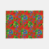 Colorful Spring Flowers Design Red Background Fleece Deken (Voorkant (Horizontaal))