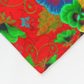 Colorful Spring Flowers Design Red Background Fleece Deken (Hoek)