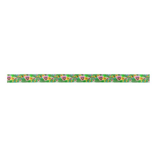Colorful Spring Flowers Design Satijnen Lint (Voorkant)