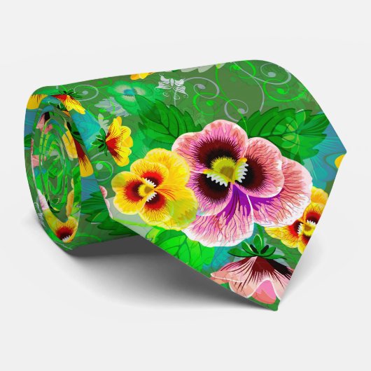 Colorful Spring Flowers Design Stropdas (Opgerold)