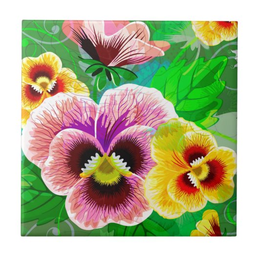 Colorful Spring Flowers Design Tegeltje (Voorkant)