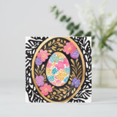 Colorful Spring Flowers Easter Egg Watercolor Feestdagenkaart (Staand voorkant)
