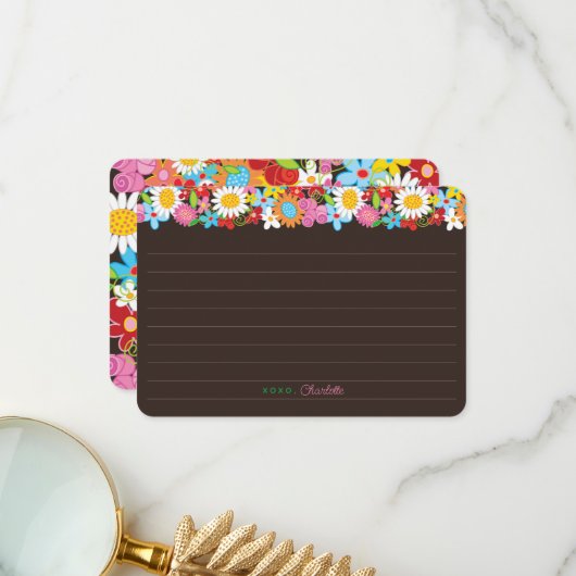 Colorful Spring Flowers Garden Modern Chic Wedding Bedankkaart (Voorkant / Achterkant in situ)