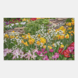 Colorful Spring Flowers in full bloom Rechthoekige Sticker