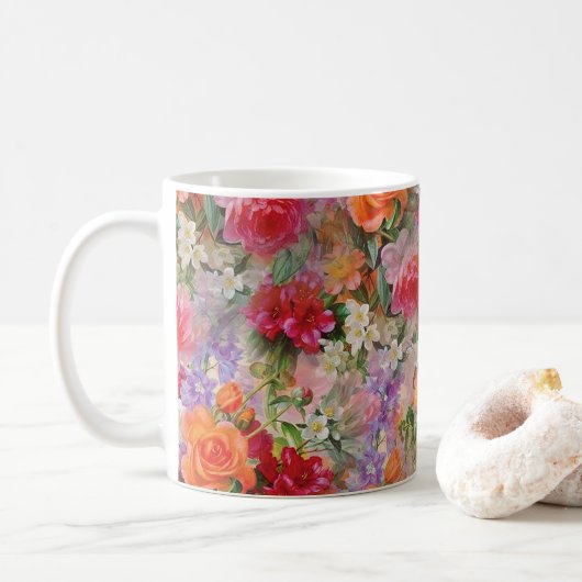Colorful Spring Flowers Koffiemok (Met donut)