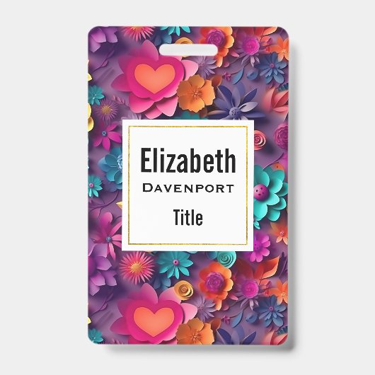 Colorful Spring Flowers Patroon Badge (Voorkant)