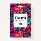 Colorful Spring Flowers Patroon Badge (Achterkant)