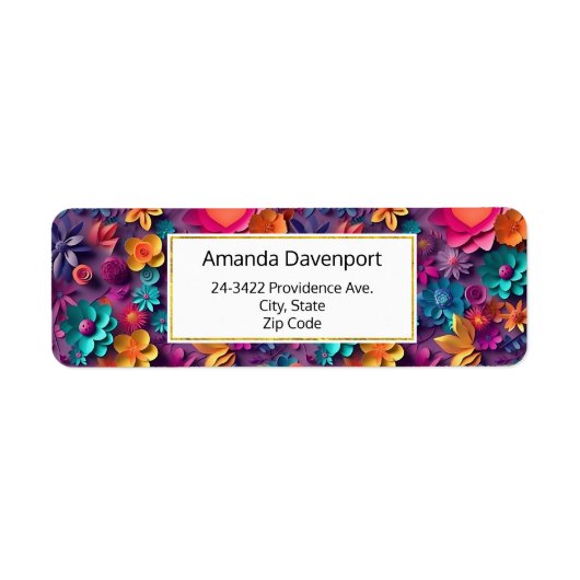 Colorful Spring Flowers Patroon Etiket (Voorkant)